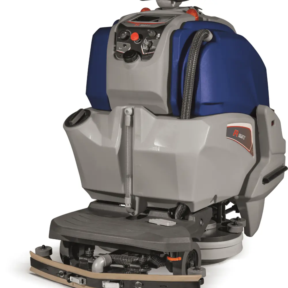 Achterzijde van de Floorpul RQuartz autonome robotschrobmachine met serviceluik