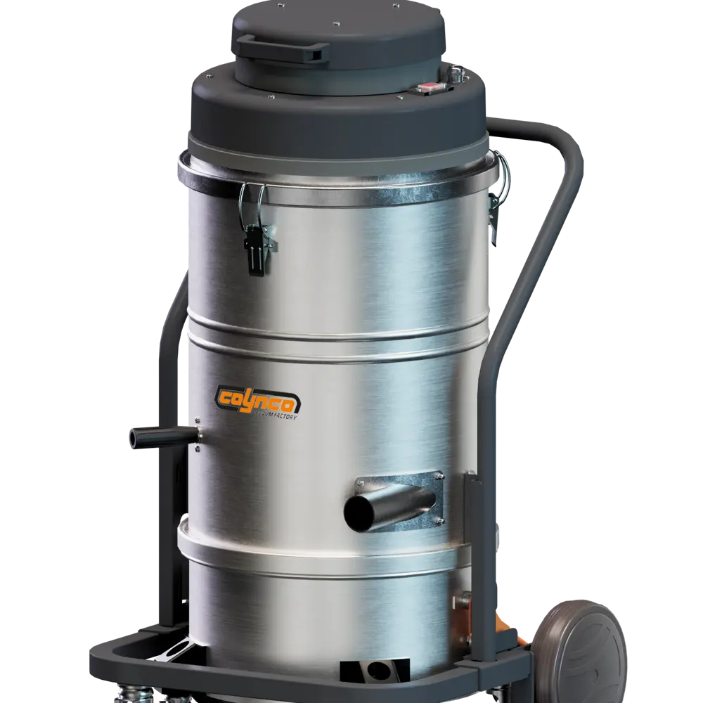 Coynco BSL 120 explosieveilige stofzuiger perspectief met zuigaansluiting