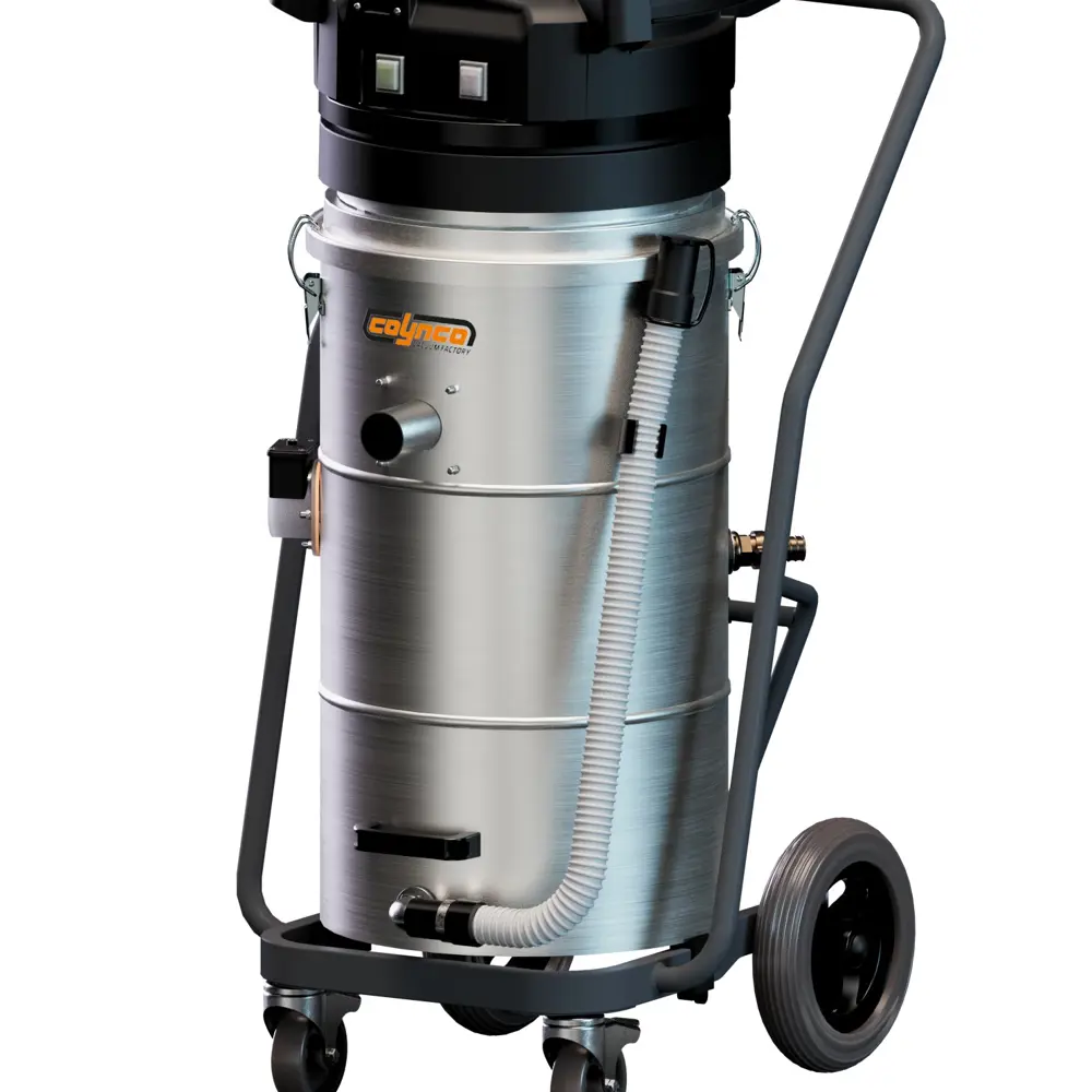 Coynco Slurry 245 industriezuiger voor vloeistoffen met RVS tank schuine weergave