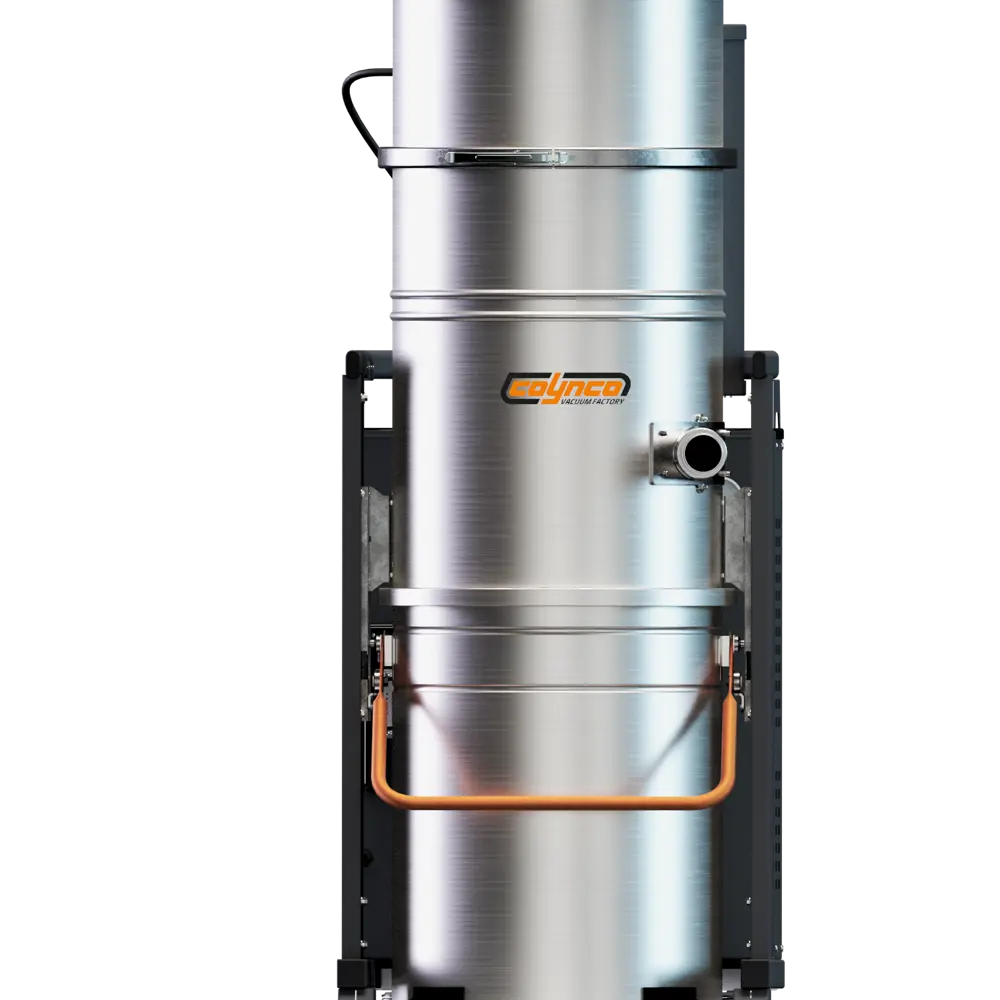 Coynco 355 ICLEAN ATEX stofzuiger vooraanzicht met RVS container