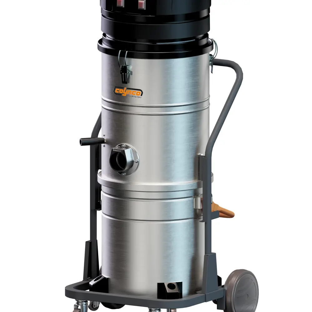 Coynco WM250 Basic industriezuiger in RVS uitvoering perspectief met slangaansluiting