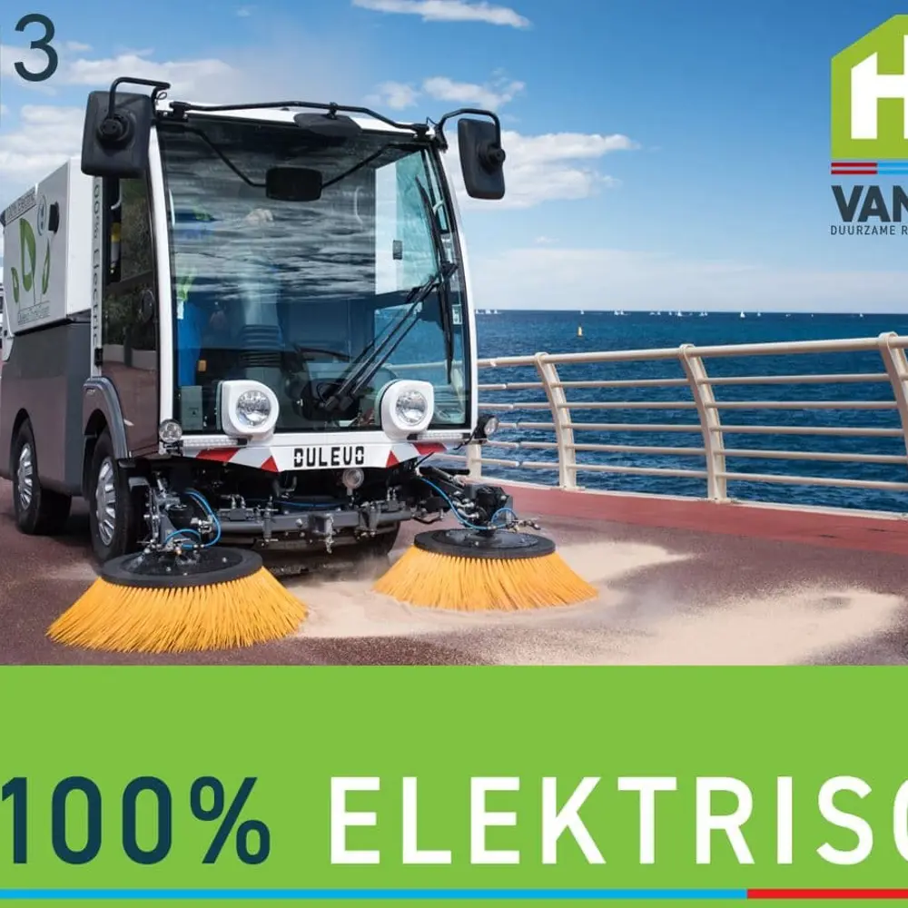 Dulevo Dzero2 100% elektrische straatveegmachine met 2m³ opvangcapaciteit aan de kust