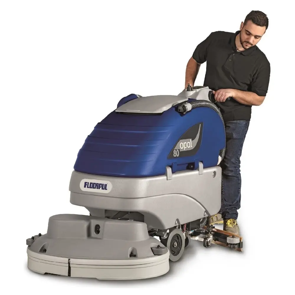 Floorpul Opal 80 achterloop-schrobmachine in actie tijdens vloerreinigning