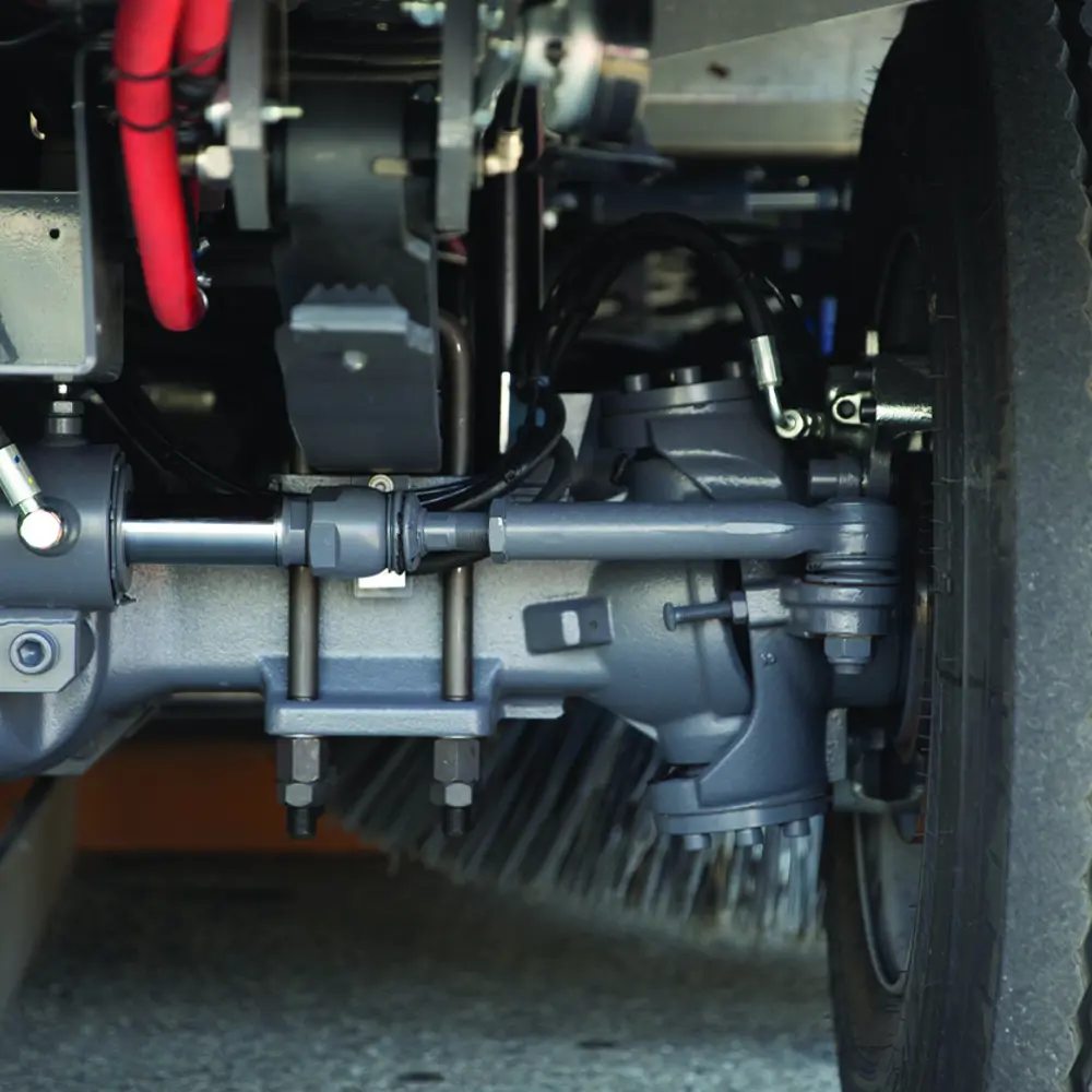 Robuust onderstel met achteras en borstelmechanisme van de Dulevo D6