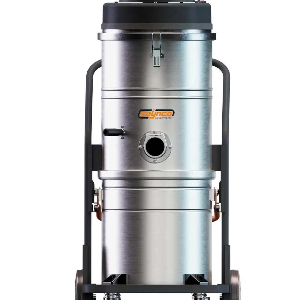 Coynco BSL 150 ATEX stofzuiger vooraanzicht met grote container