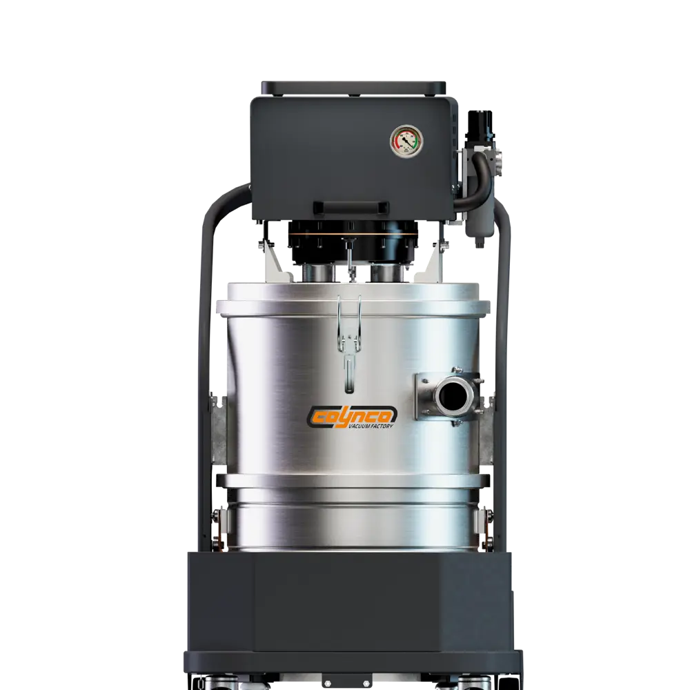 Coynco S PN ATEX compacte pneumatische stofzuiger vooraanzicht met manometer