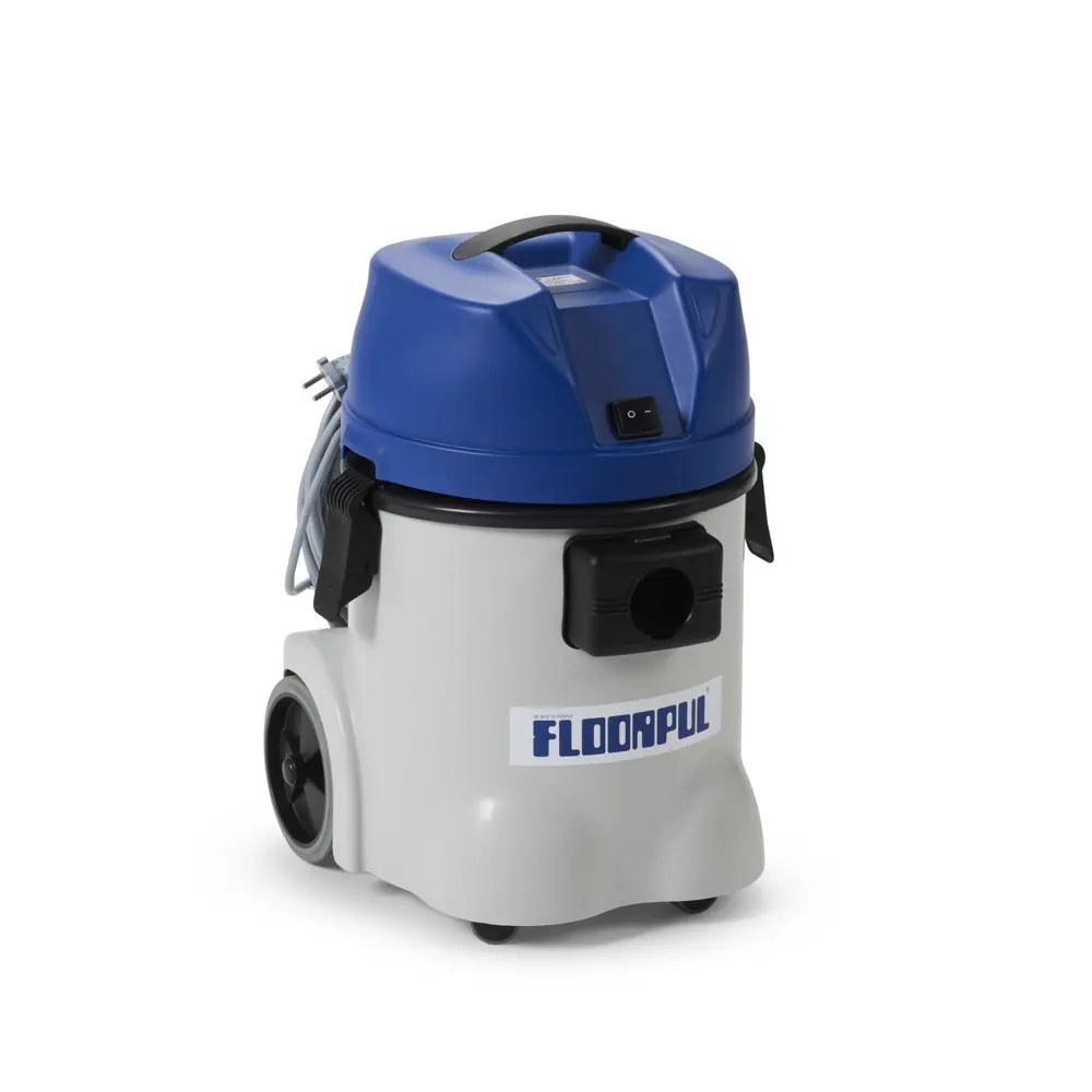 Floorpul KV20P waterstofzuiger 20 liter met blauwe motorkap en Floorpul logo