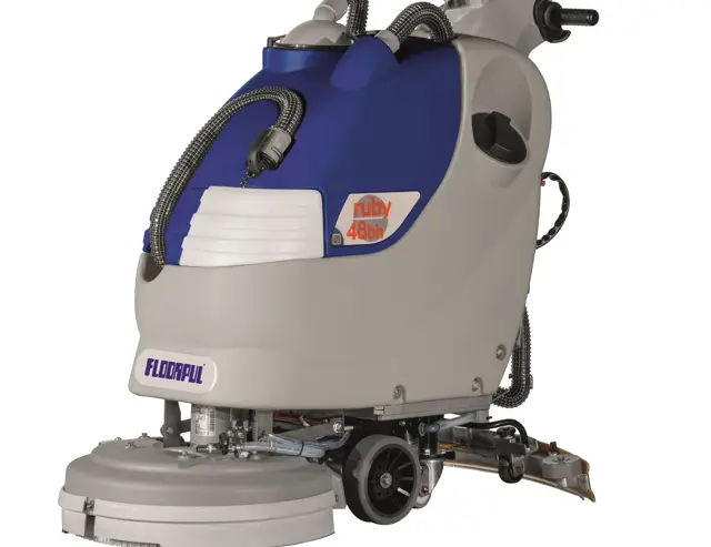 Floorpul Ruby 48BH een schrobzuigmachine die een droog resultaat achterlaat