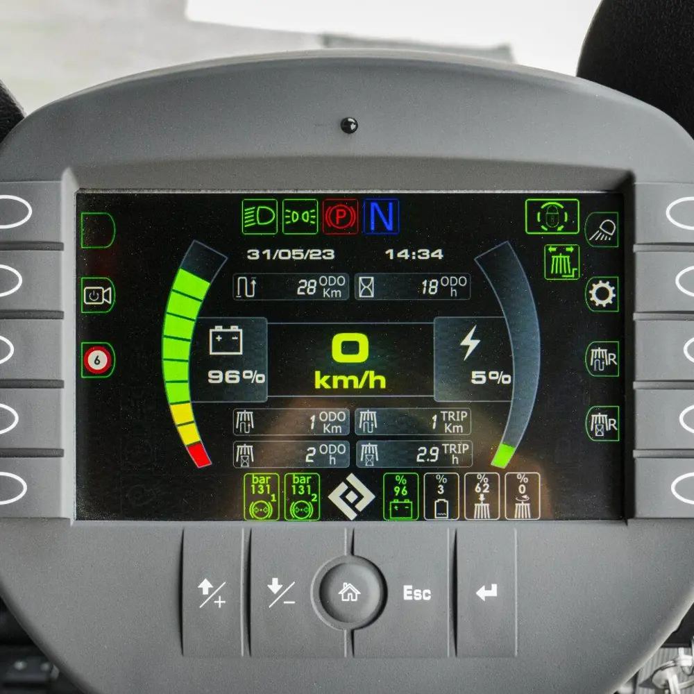 Digitaal kleurendisplay met accustatus en snelheidsmeter Dulevo Dzero2 veegmachine