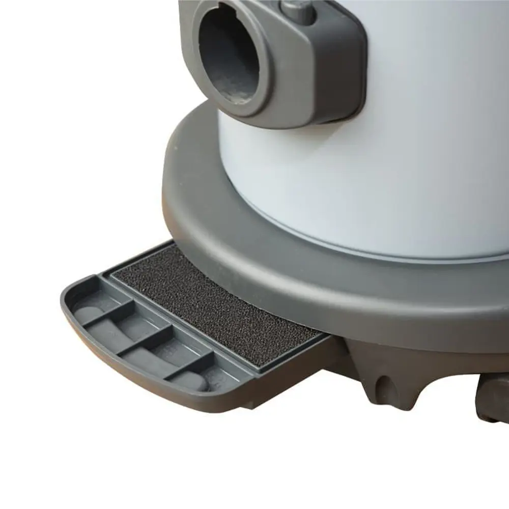 Uitschuifbaar stoffilter aan onderzijde van Floorpul Melody bedrijfsstofzuiger