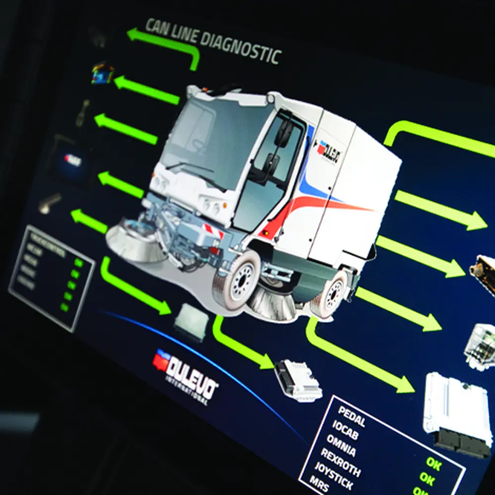 CAN-line diagnosescherm voor storingsdiagnose op de Dulevo D6