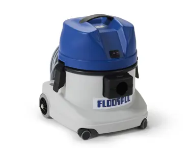 Floorpul KV15 bedrijfsstofzuiger met blauwe motorkap en witte ketel